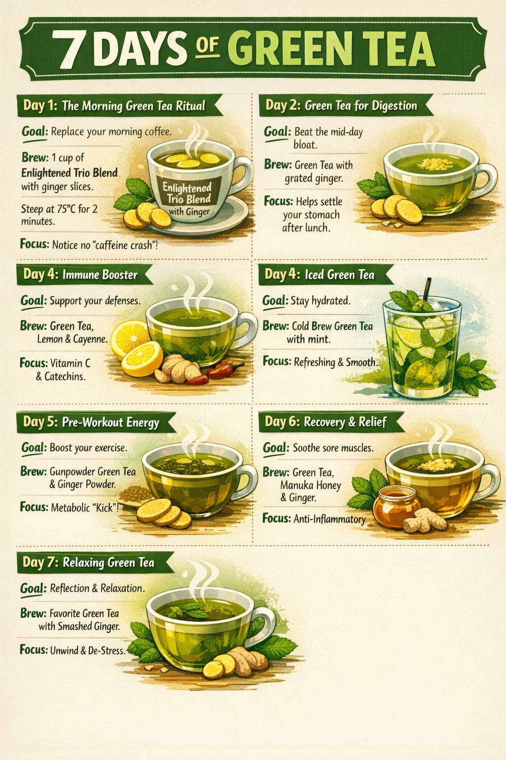 green tea challenge daily routine